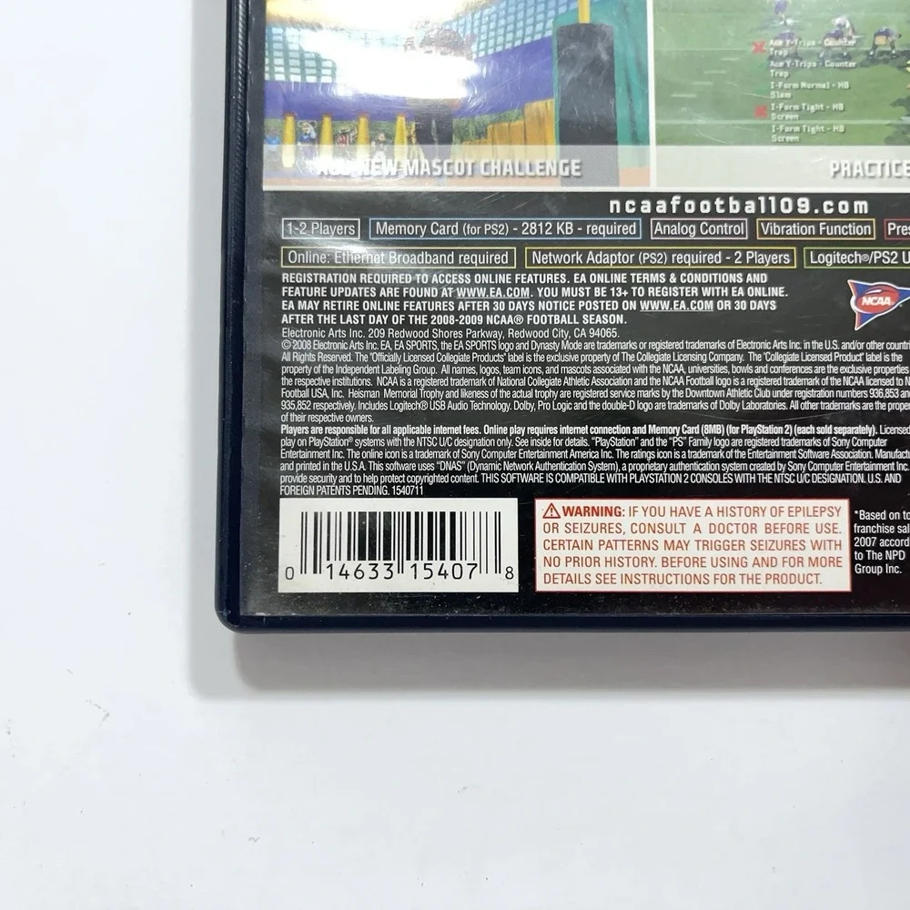 NCAA College Football 09 PS2 (PlayStation 2, 2008) Complete With Manual